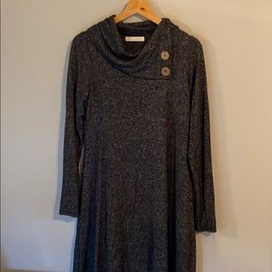 Sweater dress with mock neck and buttons